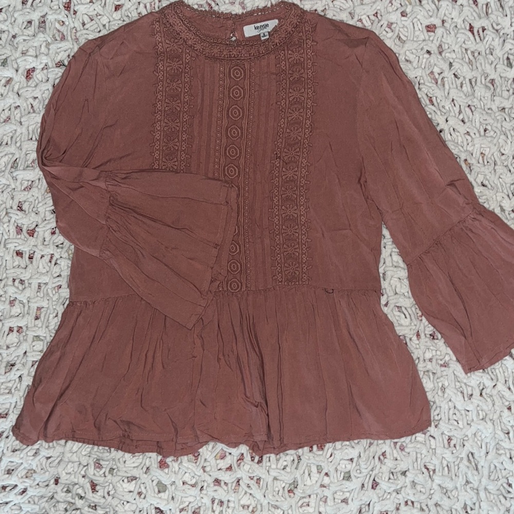Kensie S rose gold 3/4 sleeve blouse